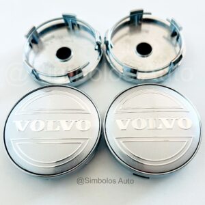 4 Centros de Jantes Volvo Cinza 60mm