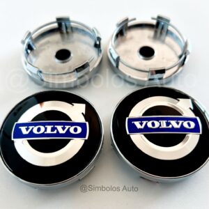 4 Centros de Jantes Volvo Preto e Roxo 60mm