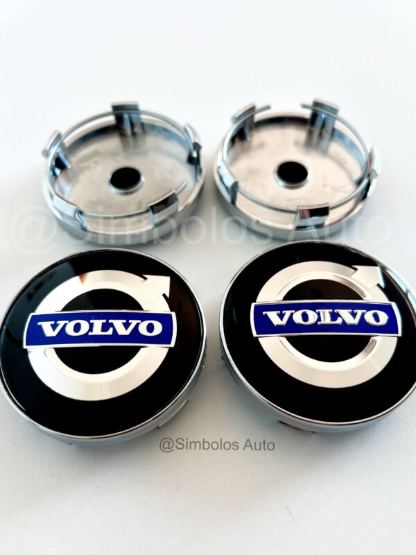 4 Centros de Jantes Volvo Preto e Roxo 60mm